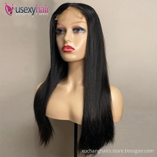 Best quality grade 12a peruvian 13*6 hd lace frontal wig hd lace front double drawn human hair bone straight wigs
